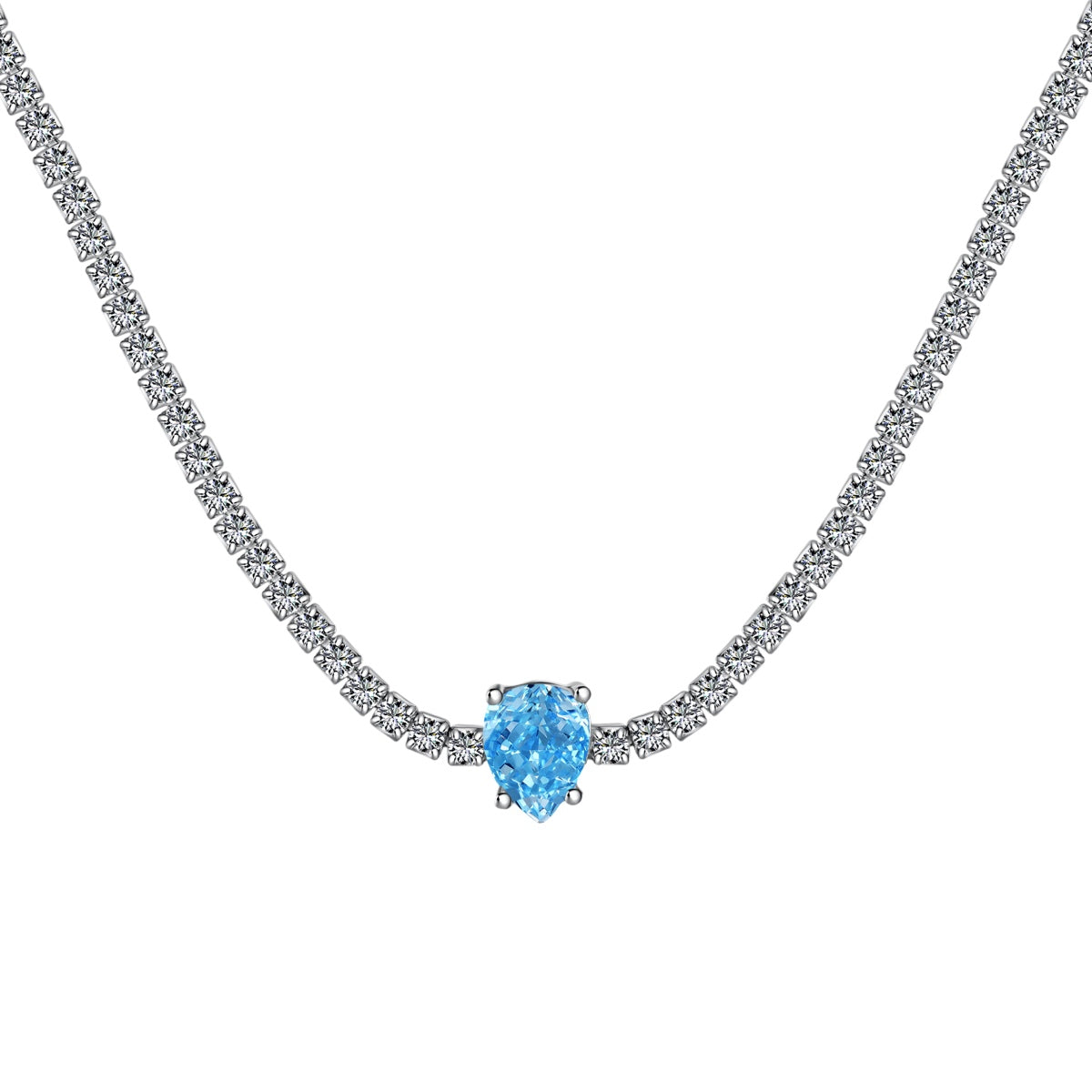 [Vivid Aurora]1.0 carat Unique Pear Cut Tennis Necklace