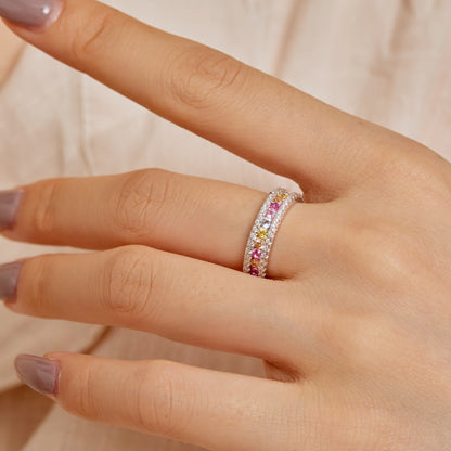 [Vivid Aurora]Delicate Colorful Round Cut Daily Ring