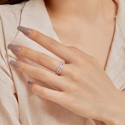 [Vivid Aurora]Delicate Colorful Round Cut Daily Ring