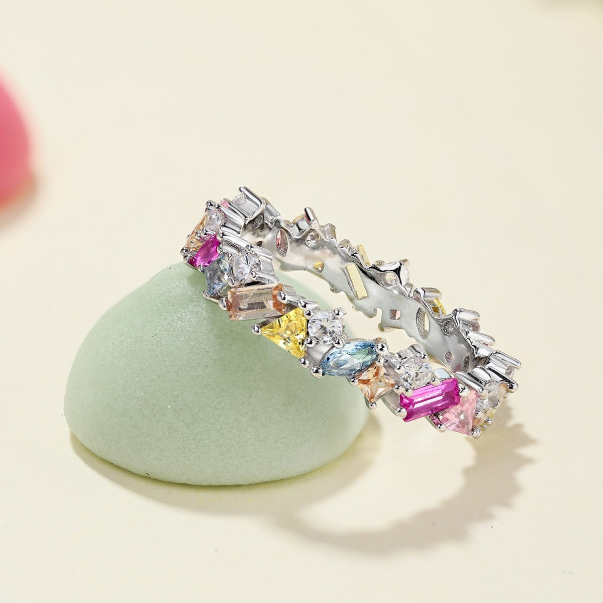 [Vivid Aurora]Dazzling Polychromatic Multi cut Daily Ring