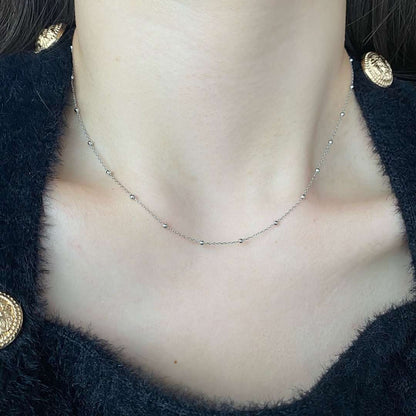 [Vivid Aurora]Small Bead Clavicle Chain Simple Necklace