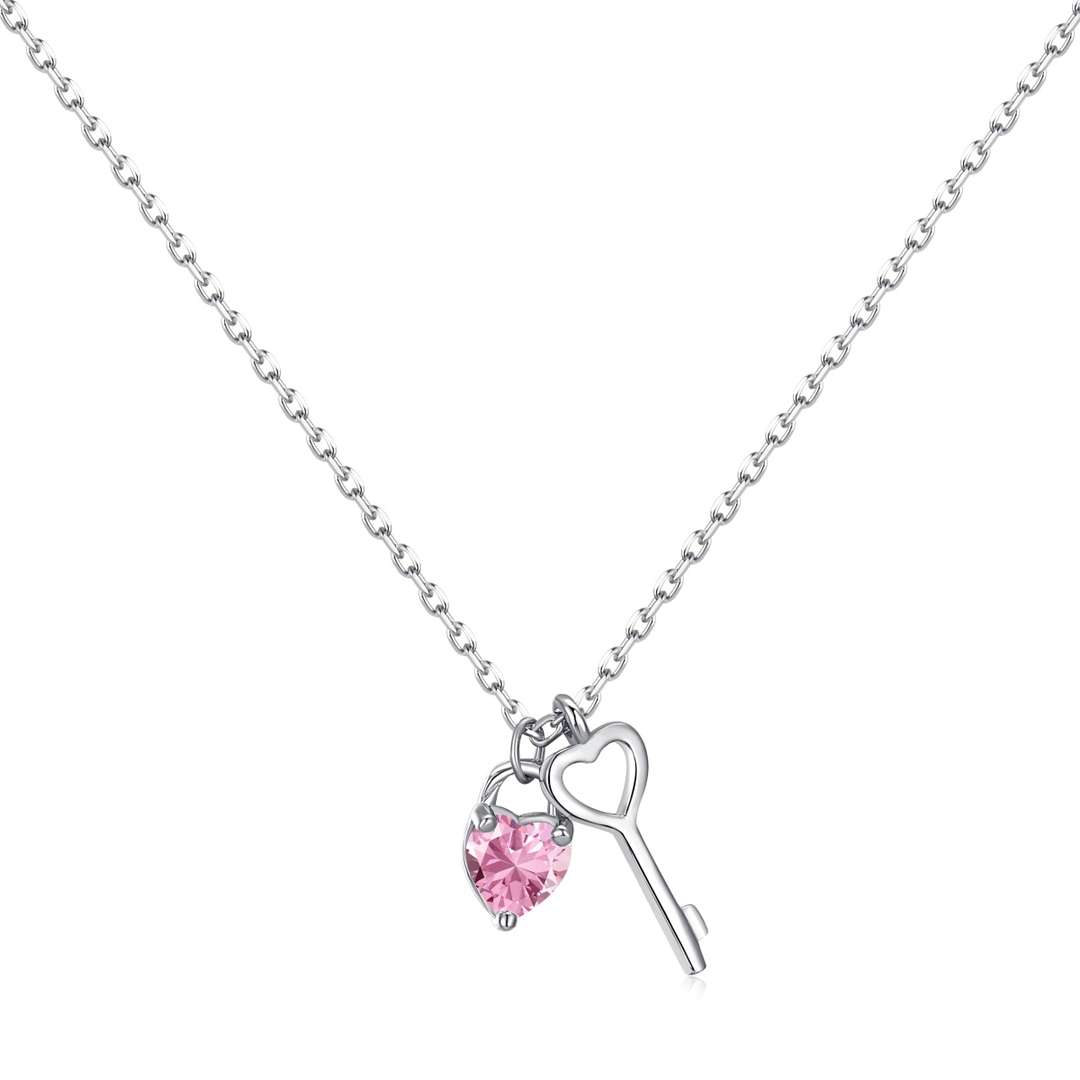 [Vivid Aurora]Unique Heart Shape Key Pendent Necklace