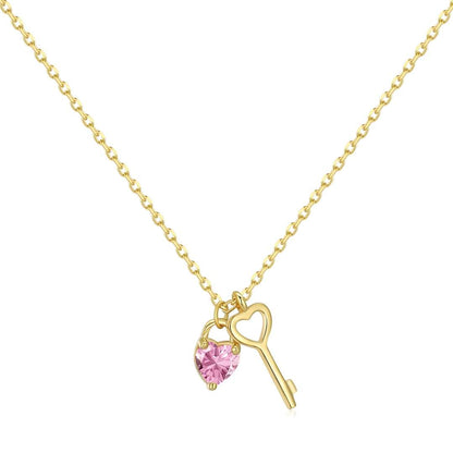 [Vivid Aurora]Unique Heart Shape Key Pendent Necklace