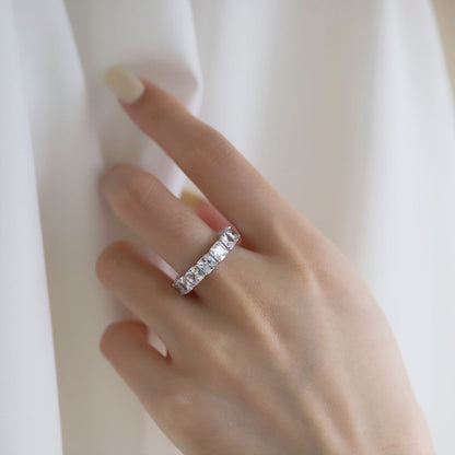 [Vivid Aurora]Elegant Princess Cut Tennis Ring